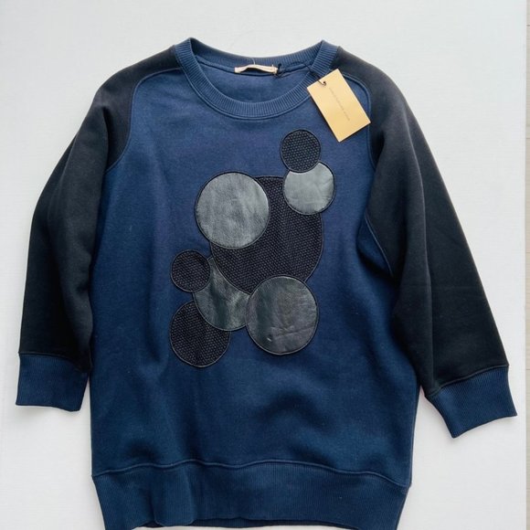 Christopher Kane Blue Black Leather Sweatshirt ( M ) - Picture 4 of 7